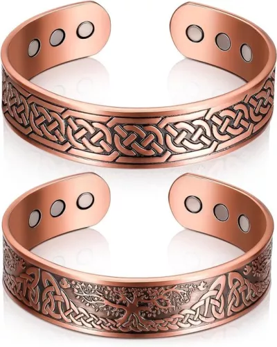 merkloos Allecto Plus - Copper Magnetic Bracelets with Tree and Celtic Design - 3500 Gauss - Adjustable - 9 Magnets - For Men and Women - 2 Styles (8785327299482)