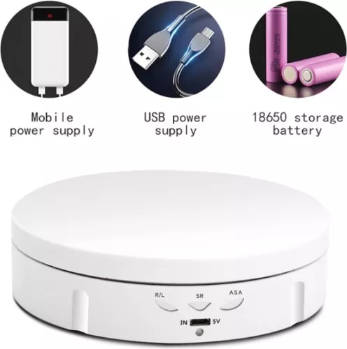 merkloos 360 Degree Electric Turntable for Product Display and Jewelry Display - Professional Photography Platform, Up to 100 kg, White/Black (6152532614690)