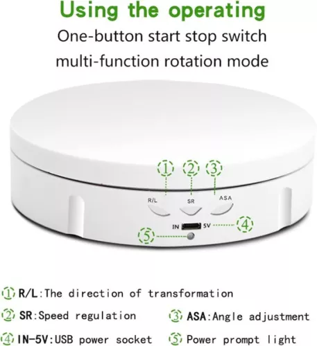 merkloos 360 Degree Electric Turntable for Product Display and Jewelry Display - Professional Photography Platform, Up to 100 kg, White/Black (6152532614690)