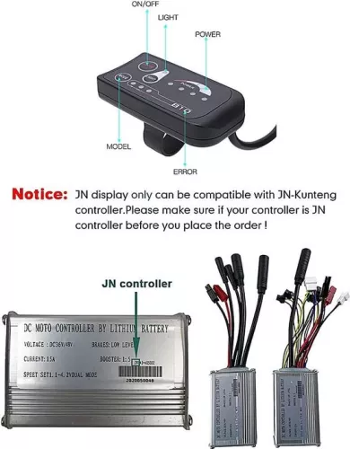 merkloos Controller Display E-bike 36V 48V Electric Bicycle - Intelligent Control Panel LED Display Meter - DIY Accessories for Electric Bicycle Scooter (9501736366374)