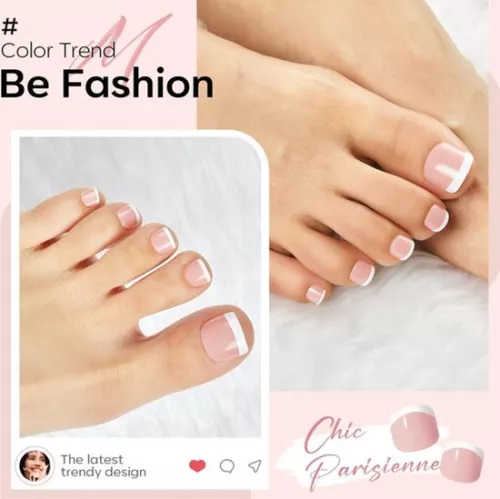 merkloos 24 Pieces Glossy Press-On Short French Square Toenails with Full Coverage - False Toenails for Women (12 Sizes) (6154524519549)