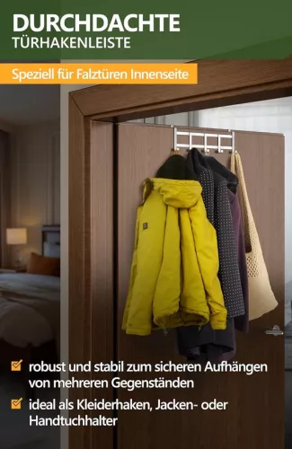 merkloos Door coat rack for hanging - stainless steel - door coat rack for the back of the door - anti-slip and felt pads - space-saving door hooks as clothes hooks - indoor (6154131982941)