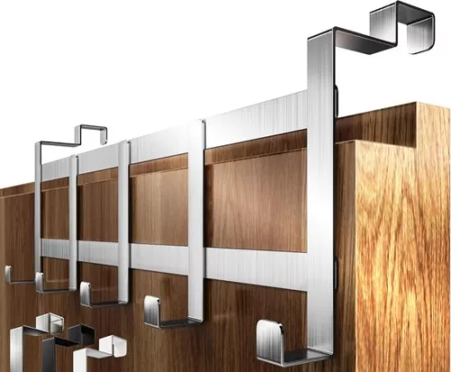 merkloos Door coat rack for hanging - stainless steel - door coat rack for the back of the door - anti-slip and felt pads - space-saving door hooks as clothes hooks - indoor (6154131982941)