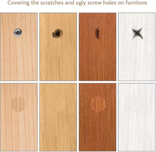 merkloos 216 pieces self-adhesive screw hole stickers 21mm - cover caps for furniture - screw caps - wood - wardrobe - cabinets - 4 colors . (8785310499202)