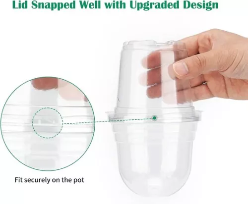 merkloos Allecto Plus - 32 pcs small plastic plant pots with dome lid for seeds and seedlings - Including 10 pcs plant plugs (6154155361364)