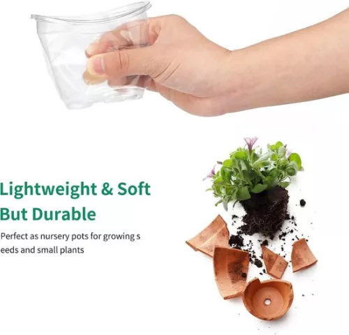 merkloos Allecto Plus - 32 pcs small plastic plant pots with dome lid for seeds and seedlings - Including 10 pcs plant plugs (6154155361364)