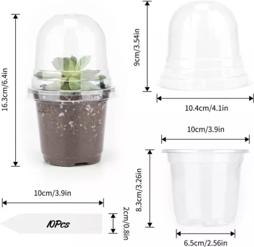 merkloos Allecto Plus - 32 pcs small plastic plant pots with dome lid for seeds and seedlings - Including 10 pcs plant plugs (6154155361364)