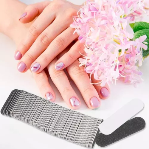 merkloos 100 Mini Double Sided Nail Files Set - 180/240 Grit - For Women Girls Professional Bulk Nail Buffer Acrylic Manicure Tool (Black) (6154102119116)