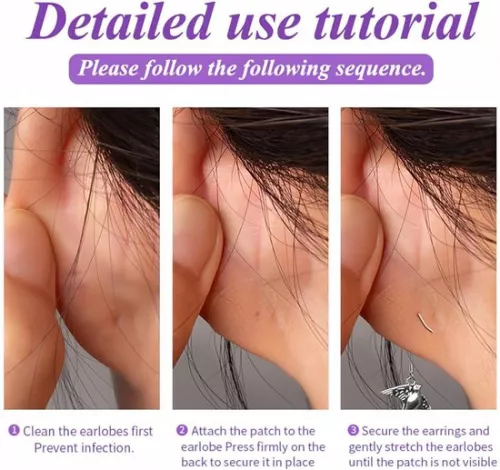 merkloos 300 Pcs Ear Lobe Support Patches - Relieve Pressure Caused by Stretching the Ear - Flat Ear Patches for Men and Women - Durable Earring Support (6151902322319)