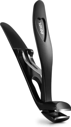 merkloos Ergonomic toenail clippers with slanted head for seniors and thick nails - premium steel nail clippers with catcher for men and women - black (6152913243266)