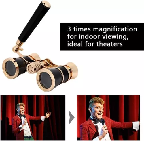 merkloos Allecto Plus - Portable Opera Theater Binoculars 3x25 for Women, Girls, and Children - Black (9318528478609)