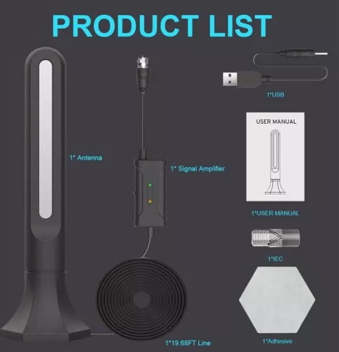 merkloos TNT HD TV Antenna - Powerful Digital HDTV Antenna with Signal Booster - 250 Mile Range - 360° Rotation - Portable - 4K 1080P VHF - Free Reception . (8785309312888)