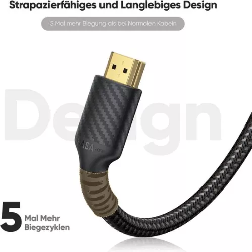 merkloos 10K 8K HDMI 2.1 cable - 3M length - 48Gbps - Ultra High Speed - Officially certified - 8K @60Hz - 4K @120Hz - 144Hz - HDCP 2.2 & 2.3 - 4:4 - eARC - HDR10 - HDMI cable - nylon braided - with test report. (8785309353805)