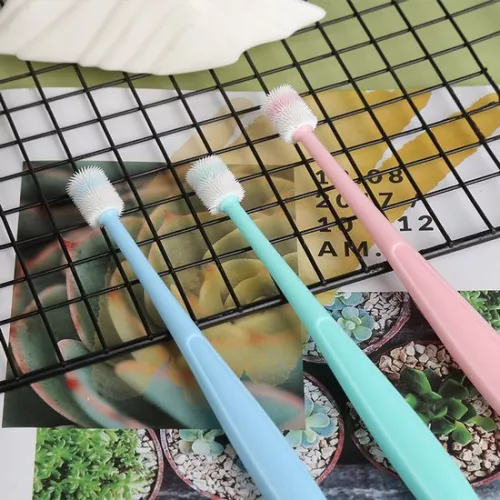 3-Pack 360-Degree Food Grade Silicone Toothbrushes for Small Dogs and Cats, Dental Care, Kitten Teeth Brushing Kitten Set, 15.5*1.57cm, Pink, Blue and Green