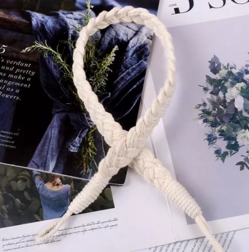 merkloos 2-pack curtain ties - 60cm curtain cord buckle - hand-woven curtain ties - twisted curtain ties - with hooks - suitable for home, office, living room, bedroom (8410900123730)