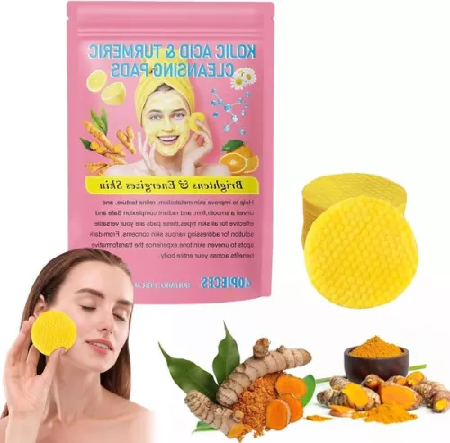 merkloos 40 pieces Turmeric Kojic Acid Cleansing Pads with Turmeric - Compressed Turmeric Kojic Acid Pads - Dark spot remover - Korean Skincare (6151903472433)