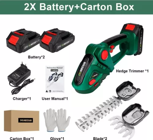 merkloos Cordless Hedge Trimmer with Ergonomic Handle and Safety Guard - 52cm Blade Length - Tooth Spacing for Efficient Pruning - Includes 2 Batteries! - Lightweight Hedge Trimmer for Garden, Fences, and Yard Maintenance (6151138899883)