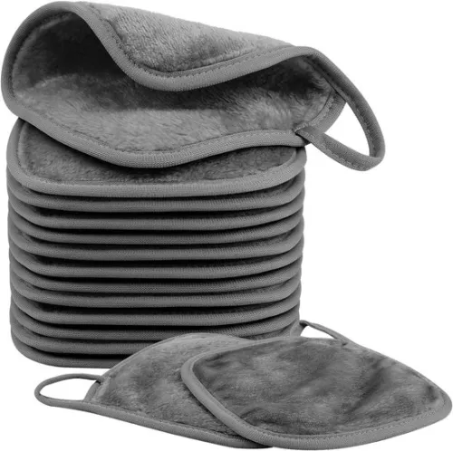 merkloos 15 microfiber facial cleansing cloths, washable cleansing cloths, reusable cleansing cloths for all skin types (15 x 15 cm, gray) (8410900083973)