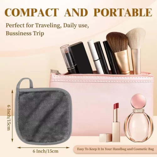 merkloos 15 microfiber facial cleansing cloths, washable cleansing cloths, reusable cleansing cloths for all skin types (15 x 15 cm, gray) (8410900083973)