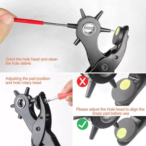 merkloos 45mm hole punch with 6-way hole punch - round sharp revolver hole punch - lever transmission - belt card watch straps (8785304996021)