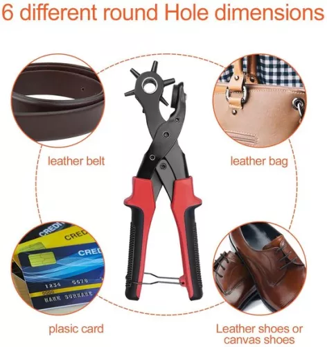 merkloos 45mm hole punch with 6-way hole punch - round sharp revolver hole punch - lever transmission - belt card watch straps (8785304996021)