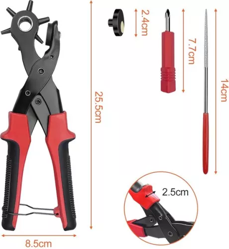 merkloos 45mm hole punch with 6-way hole punch - round sharp revolver hole punch - lever transmission - belt card watch straps (8785304996021)