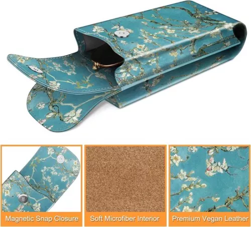 merkloos Double glasses case with carabiner - portable - vegan leather - 1 piece (9503397973489)