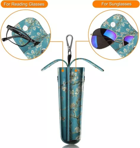 merkloos Double glasses case with carabiner - portable - vegan leather - 1 piece (9503397973489)