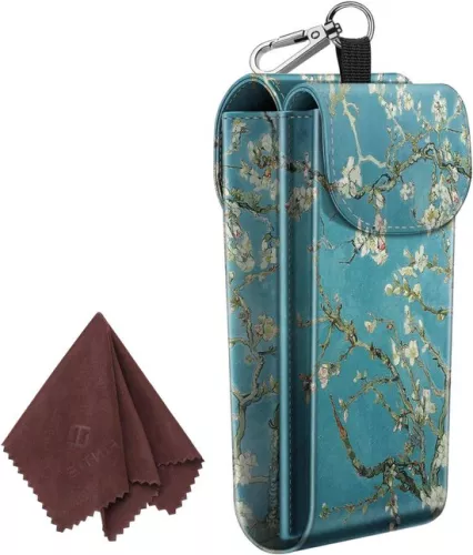 merkloos Double glasses case with carabiner - portable - vegan leather - 1 piece (9503397973489)