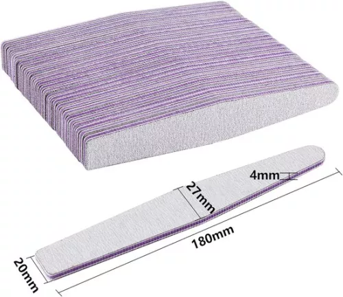 merkloos 50 Pieces Nail Files 100/180 Double Sided Files For Gel Nails - Professional Polish Manicure Nail Art Material Sandpaper Shape Diamond Color Grey/Core Purple (6154107885856)