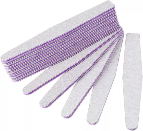 merkloos 50 Pieces Nail Files 100/180 Double Sided Files For Gel Nails - Professional Polish Manicure Nail Art Material Sandpaper Shape Diamond Color Grey/Core Purple (6154107885856)