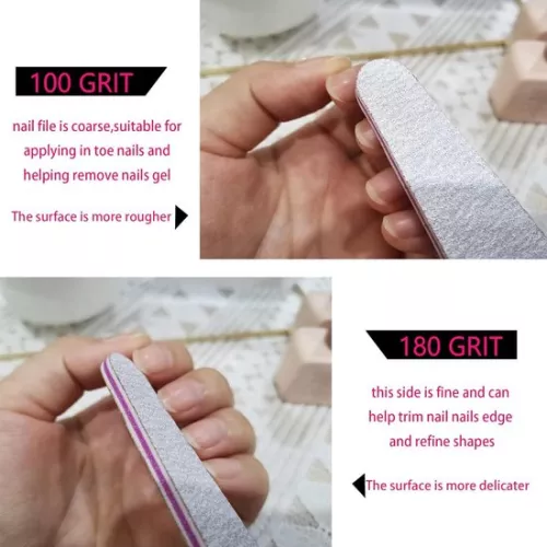 merkloos 50 Pieces Nail Files 100/180 Double Sided Files For Gel Nails - Professional Polish Manicure Nail Art Material Sandpaper Shape Diamond Color Grey/Core Purple (6154107885856)