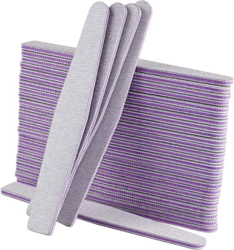merkloos 50 Pieces Nail Files 100/180 Double Sided Files For Gel Nails - Professional Polish Manicure Nail Art Material Sandpaper Shape Diamond Color Grey/Core Purple (6154107885856)