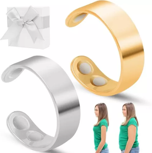 unbranded Allecto Plus - Magnetic Rings for Women - Menopause Rings - Anxiety Reduction and Weight Loss - Gift Box - Better Sleep - Set of 2 (Gold/Silver) (8785327329929)