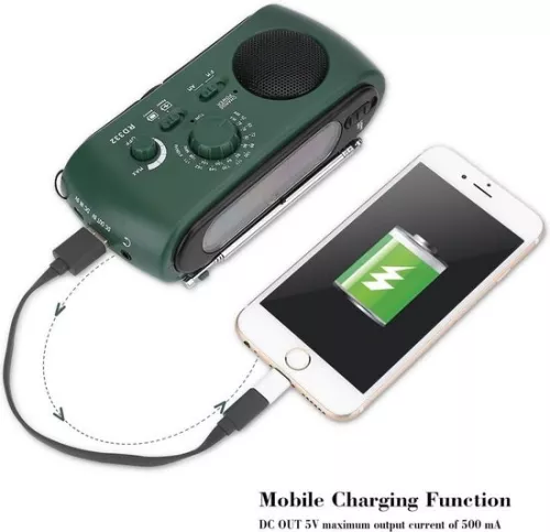 merkloos Timé Solar Emergency Radio - Survival Radio - Wind-up Radio - Solar Wind-up - Emergency Kit Disaster Backpack - with Flashlight and Power Bank (6096549468450)