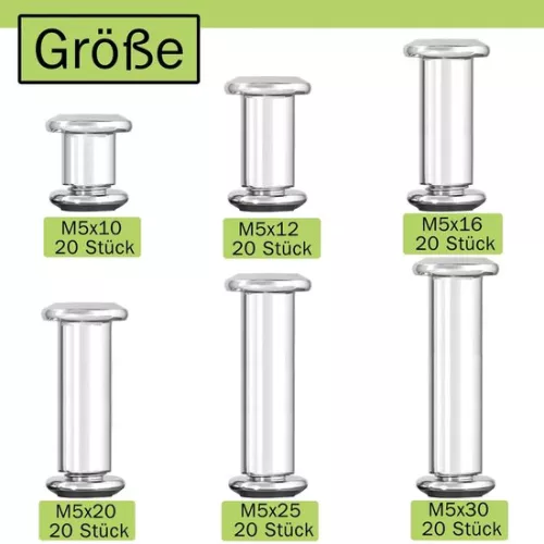 merkloos Connection screws M5 x 20 mm - Stainless steel - 20 pieces (9508612515420)