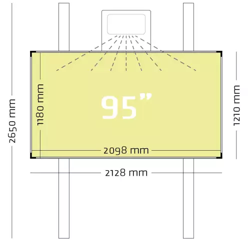 WhiteboardMatch Projection board enamel steel matt white (16:9), Extraflat profile, single-surface for pen projector (including Epson 1480Fi and 725Wi), height adjustable, on columns (50341)