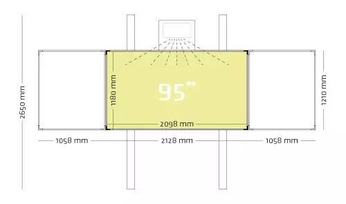 WhiteboardMatch Projection board enamel steel matt white (16:9), Extraflat profile, 5-level for pen projector (including Epson 1480Fi and 725Wi), height adjustable, on columns (50342)