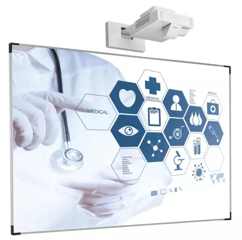 WhiteboardMatch Projection board enamel steel matt white (16:9), Extraflat profile, single surface for pen projector (including Epson 1480Fi and 725Wi), wall mounting (50343)