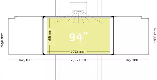 WhiteboardMatch Projection board enamel steel matt white (16:9), Extraflat profile, 5-surface for touch projector (including Epson 1485Fi and 735Fi), height adjustable, on columns (50347)