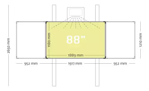 WhiteboardMatch Projection board enamel steel matt white (16:10), Extraflat profile, 5-level for pen projector (including Epson 685Wi and 725Wi), height adjustable, on columns (50353)