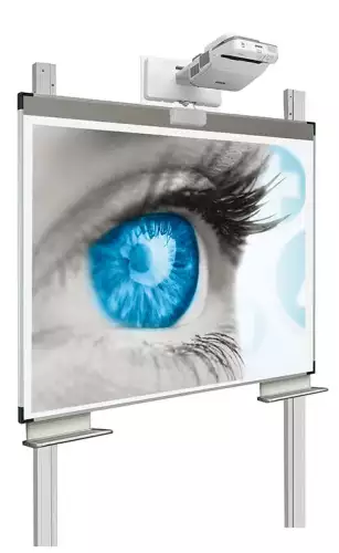 WhiteboardMatch Projection board enamel steel matt white (16:10), Extraflat profile, single-surface for touch projector (including Epson 695Wi and 735Fi), height adjustable, on columns (50357)