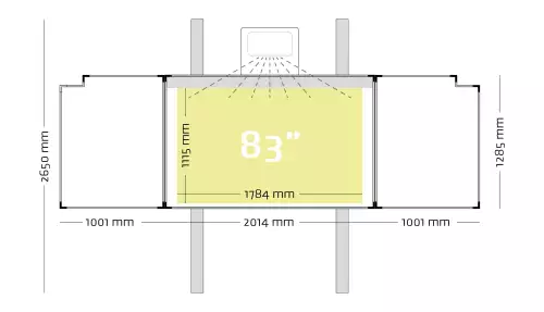 WhiteboardMatch Projection board enamel steel matt white (16:10), Extraflat profile, 5-surface for touch projector (including Epson 695Wi and 735Fi), height adjustable, on columns (50360)