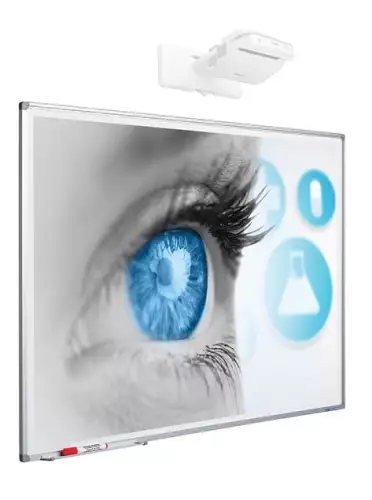 WhiteboardMatch Projection board enamel steel matt white (16:9), softline profile 8mm for pen projectors (including Epson 685Wi, 1480Fi and 725Wi), wall mounting (50367)