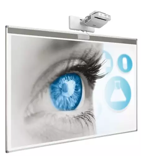 WhiteboardMatch Projection board enamel steel matt white (16:10), single surface, Softline 8mm profile for touch projectors (including Epson 695Wi), wall mounting (50373)