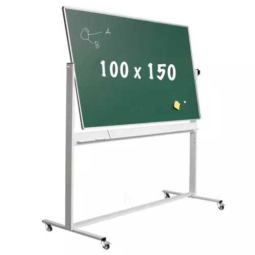 WhiteboardMatch Chalkboard Deluxe - Magnetic - Double sided - Tilting board - Schoolboard - Easy assembly - Enamel steel - Green - 100x150cm (50377)