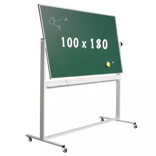 WhiteboardMatch Chalkboard Deluxe - Magnetic - Double sided - Tilting board - Schoolboard - Easy assembly - Enamel steel - Green - 100x180cm (50378)