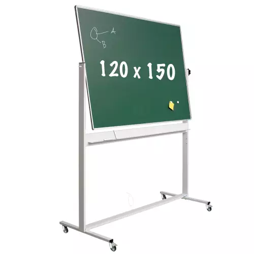 WhiteboardMatch Chalkboard Deluxe - Magnetic - Double sided - Tilting board - Schoolboard - Easy assembly - Enamel steel - Green - 120x150cm (50380)