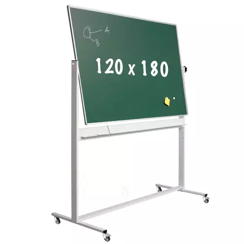 WhiteboardMatch Chalkboard Deluxe - Magnetic - Double sided - Tilting board - Schoolboard - Easy assembly - Enamel steel - Green - 120x180cm (50381)