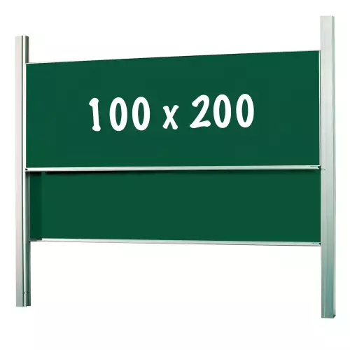 WhiteboardMatch Chalkboard Deluxe - Height adjustable - Double surface board - Schoolboard - Easy assembly - Enamel steel - Green - 100x200cm (50384)